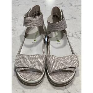 Waldläufer Women's Hakura Leather Hook & Loop Strap Sandals‎ Size 7 White Silver